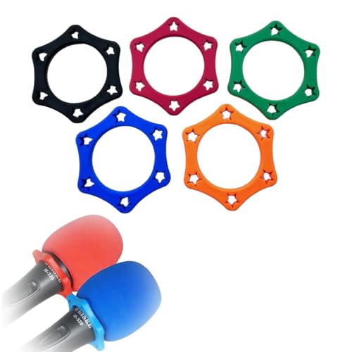 erioctry 5 Pack Hex Rubber Anti Roll Mic Rings Multi Color Stabilizer | Soft elastic rubber construction with hexagonal outline adds friction grip to avoid sliding of wireless handheld microphones