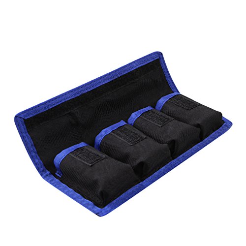 Meking DSLR Camera Battery Holder/Pouch/Case/Bag (4 Pocket) for AA Battery, Canon LP-E6 LP-E8 LP-E10 LP-E12 Battery, Nikon EN-EL14 EN-EL15 Battery, Sony NP-FW50 NP-F550 NP-FM500H Battery( 2Pcs ) - color: Blue 2pcs