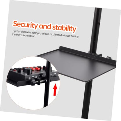 Mikinona 1Pc Metal Sound Card Storage Tray for Microphone Stand Clamp Holder with Angle and Protective Sponge Pad Support for Live Broadcast and Audio Equipment