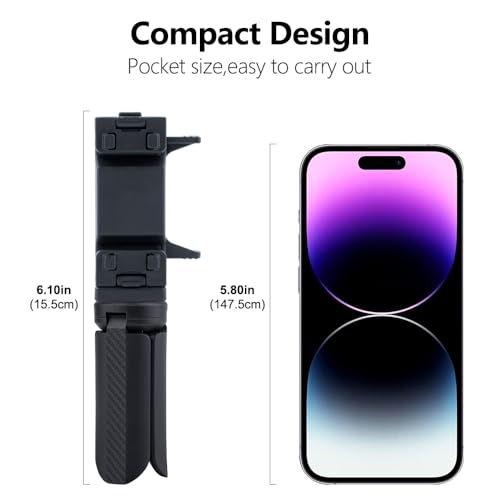Mini Tripod with Phone Holder & Dual Cold Shoe Mount - Universal Smartphone Stand for iPhone 16/15/14 Pro Max, GoPro, Webcam - Portable Desktop Tripod for Content Creation