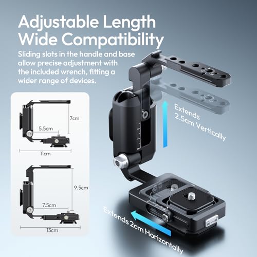 ULANZI XJ01 Uka Universal Foldable Camera Cage & Stablizer, 2-in-1 Portable Top Handle Grip & Quick Release Half Cage w NATO Rail, ARRI Loc, Cold Shoe f Mirrorless Cameras Phone Gimbal Tripod - Black