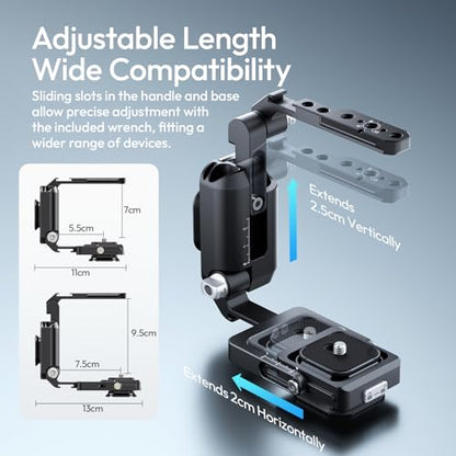 ULANZI XJ01 Uka Universal Foldable Camera Cage & Stablizer, 2-in-1 Portable Top Handle Grip & Quick Release Half Cage w NATO Rail, ARRI Loc, Cold Shoe f Mirrorless Cameras Phone Gimbal Tripod - Black