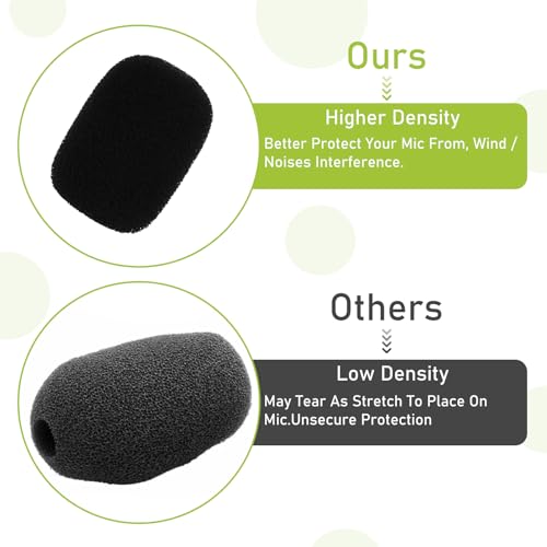 10 Pack Mini Size Lapel Headset Microphone Windscreen Foam Cover, High Density Mic Headset Cover Mini Size Foam Microphone Windscreen for Headset Lavalier Microphones Noise Reduction(Black)