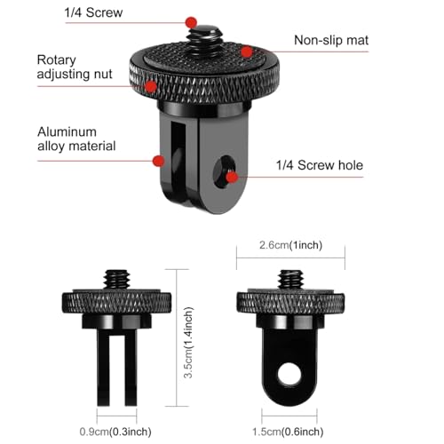 1/4" Adapter Screw Head Camera Mount Tripod Mount Adapter Metal | 1/4 Thread Tripod Adapter Metal for Gopro Hero, Osmo Action, insta360, Sjcam Action Camera Accessories, Selfie Stick Monopod