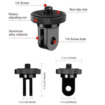 1/4" Adapter Screw Head Camera Mount Tripod Mount Adapter Metal | 1/4 Thread Tripod Adapter Metal for Gopro Hero, Osmo Action, insta360, Sjcam Action Camera Accessories, Selfie Stick Monopod