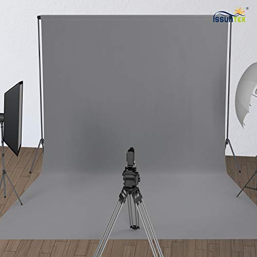 ISSUNTEX 10X24 ft Background Muslin Backdrop, Photo Studio, Collapsible High Density Screen for Video Photography and Television-Gray - color: Gray, size: 10X24 ft