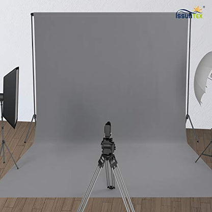 ISSUNTEX 10X24 ft Background Muslin Backdrop, Photo Studio, Collapsible High Density Screen for Video Photography and Television-Gray - color: Gray, size: 10X24 ft