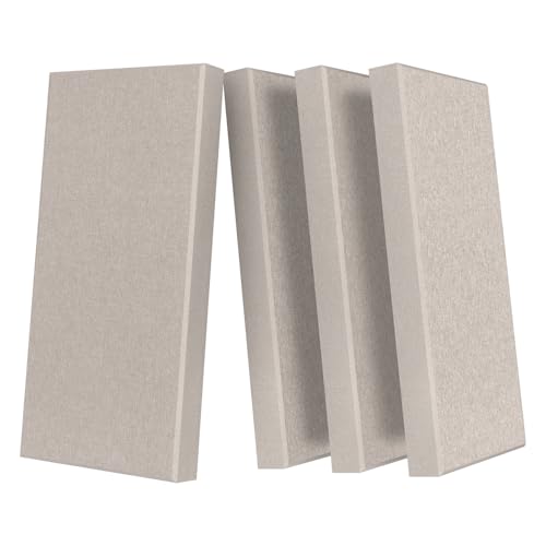 UMIACOUSTICS 4 PCS Acoustic Panels with Hanging Brackets, 2” Thick Fiberglass Sound Proof Panels Removable for Studios, Office, Home Theater Wall- Linen - color: Linen, size: 23.6" x 11.8"-4pcs