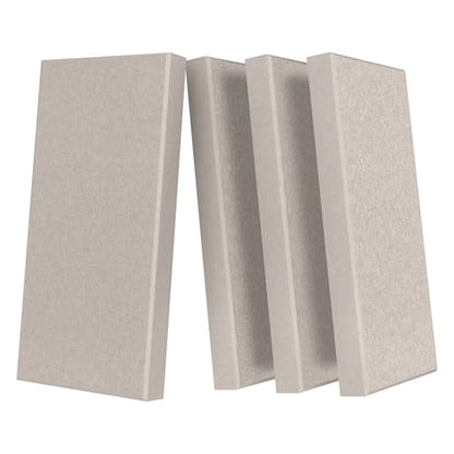 UMIACOUSTICS 4 PCS Acoustic Panels with Hanging Brackets, 2” Thick Fiberglass Sound Proof Panels Removable for Studios, Office, Home Theater Wall- Linen - color: Linen, size: 23.6" x 11.8"-4pcs