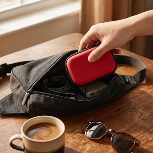 Lurrose Travel Digital Carrying Pouch Small Portable Storage Bag for Data Cable Charger Usb Cord Organizer with Shockproof Water Resistant Zipper Case 4.72X3.34X1.57In