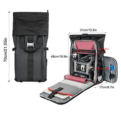 Besnfoto Camera Backpack Waterproof Camera Bag Satchel for Photographer DSLR SLR Mirrorless with Laptop Compartment and Rain Cover - color: Black