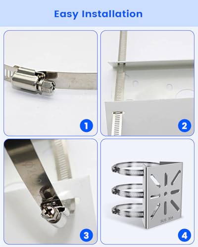 Metal Universal Vertical Pole Mounting Bracket for Security Cameras, Stainless Steel Corner Adapter with 4 Loops, Metal Holder for CCTV Cameras - size: 1 Pack