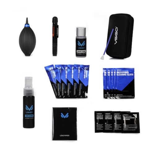 VSGO All-in-One Camera Cleaning Kit for APS-C Sensor Cameras (16mm) Compatible with Canon, Nikon, Sony, Pentax & DSLR, Includes CMOS Swabs, Lens Pen, Air Blower & More (DKL-20)