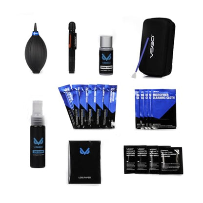 VSGO All-in-One Camera Cleaning Kit for APS-C Sensor Cameras (16mm) Compatible with Canon, Nikon, Sony, Pentax & DSLR, Includes CMOS Swabs, Lens Pen, Air Blower & More (DKL-20)