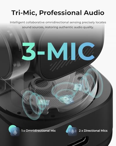 OBSBOT Tiny 3 Lite AI-Powered Spatial Audio 4K Webcam - Compact AI Tracking PTZ Camera with 1/2" Sensor, Tri-Mic, Voice Control, 120FPS, HDR, Camera for PC, Mac, Laptop, Streaming, Meeting, Zoom,Teams