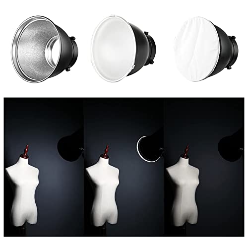 Soonpho Standard Reflector Beauty Dish Diffuser Lamp Shade 7"/ 18cm Photography with 10°/20°/30°/40°/50°/60° Degree Honeycomb Grid,6 Colors Soft Cloth for Studio Strobe Flash Light Speedlite