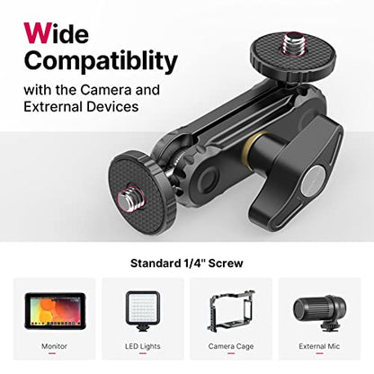 ULANZI Magic Arm with Double Ballhead 1/4" Screw, Compatible with Universal Monitor Mount for Camera, Video Shooting Photography Accessories Microphone Fill Light Bracket - style: Magic Arm