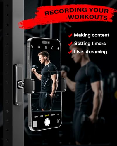 APPS2Car Magnetic Phone Holder for Gym, Alloy Base and Joint for Strong Hold, 360° Adjustable, Compatible with 4.7-6.5 Inch iPhone & Android Phones, Gym Accessories Gift for Men Women - size: Black - 1 Pack