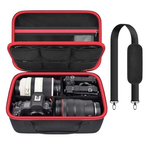 Camera Case for Canon/for Sony/for Nikon DSLR SLR Cameras, Large Capacity | EOS Rebel T7/R50/R6 Mark II/R100,Alpha 7 IV/ZV-E10/A6400/A6700/A6100,D7500,Lens/ Battery/Tripod Bag, Shoulder Strap, Box Only - color: Black, size: Large