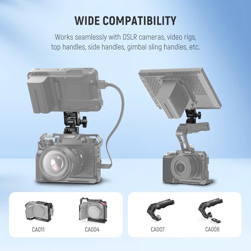 NEEWER Camera Field Monitor Mount Holder Bracket, 360° Swivel 180° Tilt Adjustable with 1/4" & 3/8" Screw Anti Twist Compatible with Atomos Ninja 5" & 7" Compatible with SmallRig Camera Cage, MA022 - style: MA022