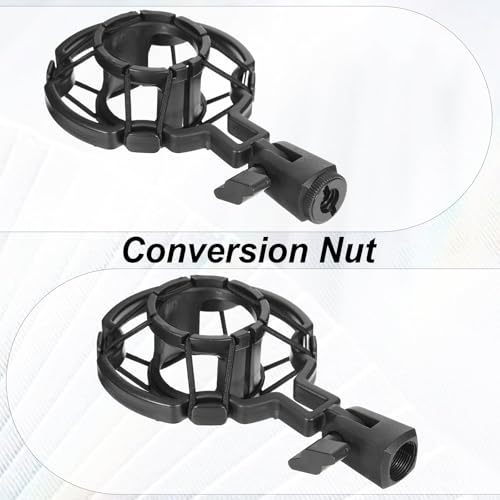 Microphone Shock Mount Mic Holder Anti-Vibration Suspension Shock Mount with Pop Filter Mic Clip Holder Universal Black Anti-Vibration for 42~46mm/1.65~1.81in Diameter Mics