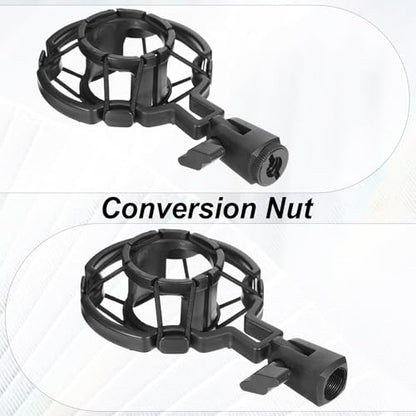 Microphone Shock Mount Mic Holder Anti-Vibration Suspension Shock Mount with Pop Filter Mic Clip Holder Universal Black Anti-Vibration for 42~46mm/1.65~1.81in Diameter Mics