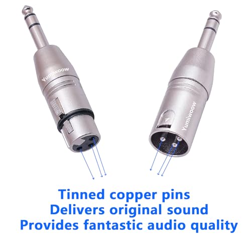 6 Pack 1/4" TRS to XLR Adapter - 3 Pcs 6.35mm 1/4" Male to XLR Male and Female Adapters