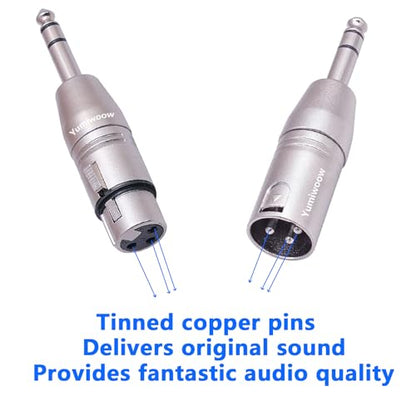 6 Pack 1/4" TRS to XLR Adapter - 3 Pcs 6.35mm 1/4" Male to XLR Male and Female Adapters