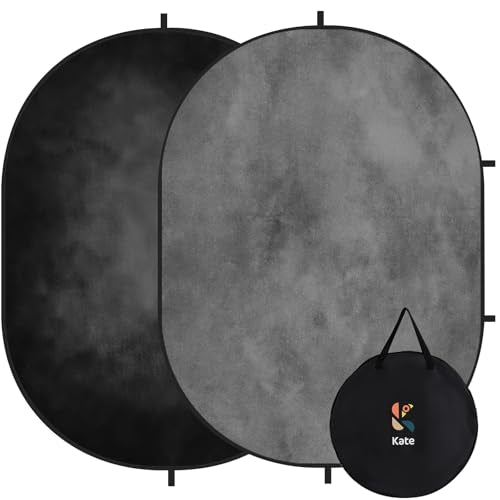 Kate Collapsible Backdrop Pop up Photo Backdrops Folded Grey Black for Photography, for Video, for Broadcast, 5x6.5ft