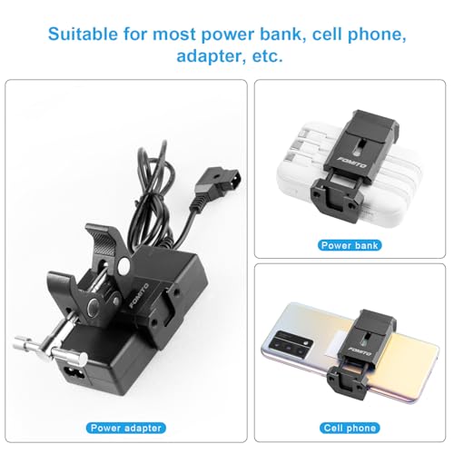 FOMITO J3A Power Bank Holder with Super Clamp, 1/4 Screw Mount for Camera Cage, Compatible with Power Bank, Cell Phone, Adapter - color: Black, size: J3A