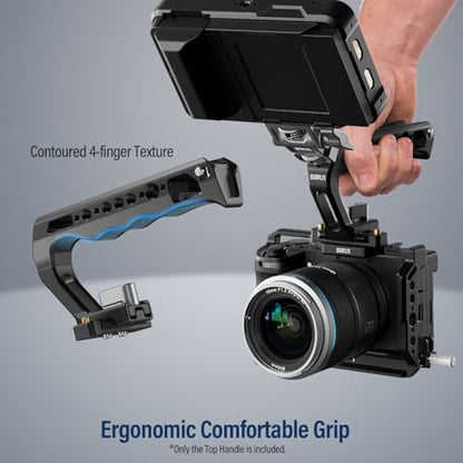 SIRUI Top Handle with Locating Mount for ARRI and NATO Mount, All-Aluminium Camera Cage Handle Grip with Cold Shoe with Safety Pin, Multiple Threaded Holes, AM-MTHA, Pack of 1