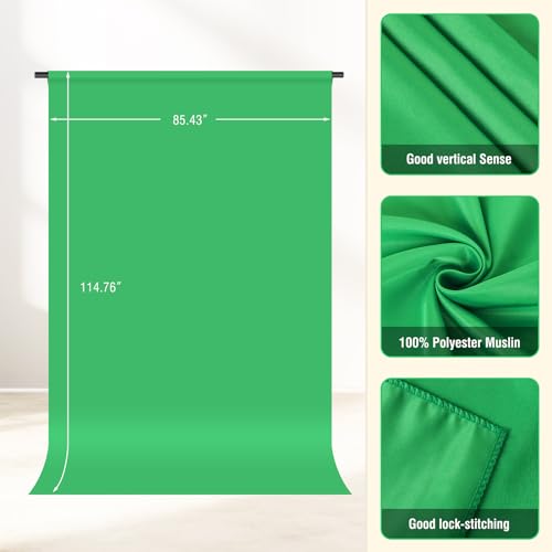 Forlogic Green Screen Backdrop Kit with Stand, 8x5.3ft Portable GreenScreen Background Stand for Streaming Video and Photography Shoots - size: 8*5.3FT