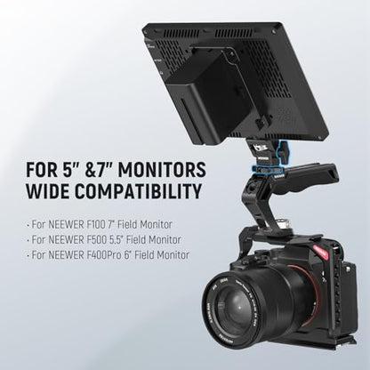 NEEWER Camera Monitor Mount with Cold Shoe, 1/4" Screw for 5" & 7" Field Monitor Compatible with Atomos Ninja V, 360° Swivel 180° Tilt Damping, MA002 - style: MA002 w/Cold Shoe