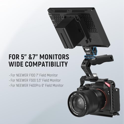 NEEWER Camera Monitor Mount with Cold Shoe, 1/4" Screw for 5" & 7" Field Monitor Compatible with Atomos Ninja V, 360° Swivel 180° Tilt Damping, MA002 - style: MA002 w/Cold Shoe