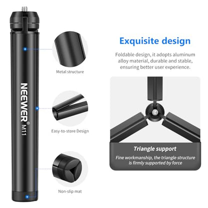 NEEWER Mini Metal Tripod, Table Stand, Desktop Compact Tripod Compatible with Crane M2, Smooth Q2, Gimbal Grip Stabilizer and All Cameras - style: M11