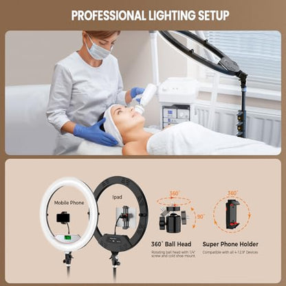 18 inch Ring Light with Tripod Stand for Phone Camera iPad Selfie Live Stream YouTube TikTok Video Shooting Best Lighting Atmosphere Ringlight - color: Blackish-brown