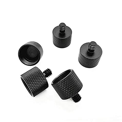 Mic Stand Adapter 5/8 to1/4 Microphone Screw Adapter Thread Screw Adapter for Camera Monitor Microphone Stand Microphone holder 2 Pack Black