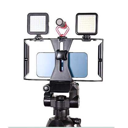 Professional Phone Shooting Rig Stabilizer, Aluminum Alloy Mobile Phone Handheld Rabbit Cage for Live Video & Portrait Recording, Universal Video Rig with Dual Handles, A