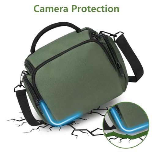 Ainiv DSLR Camera Bag, Waterproof Anti-Shock SLR Camera Case, Large Adjustable Shoulder Strap Camera Backpack, Portable Crossbody Single Shoulder Backpacks Compatible with Canon, Sony, Nikon, Green - color: Green