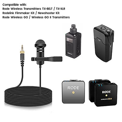 2-Pack Lavalier Microphone Compatible with Rode Wireless Pro/Wireless GO II 2 Bodypack Transmitters, Omnidirectional Condenser Lapel Mic for Vlog/Lectures/Broadcasters - color: Screw Version