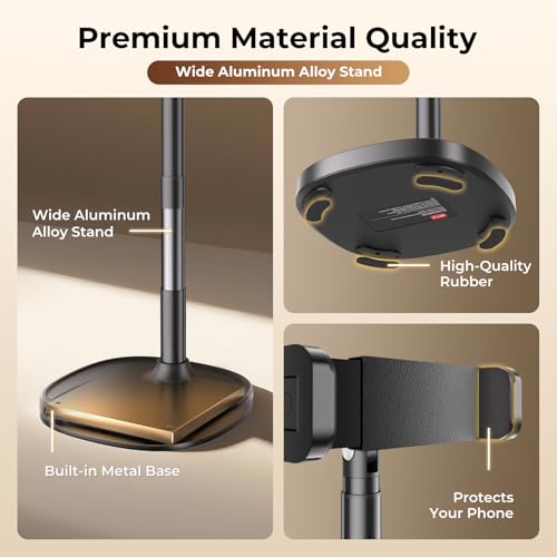 Desktop Phone Stand, Adjustable Height & Angle Holder - Night Black