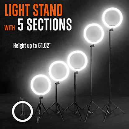 SQUATZ 11’’ LED 12W Selfie Ring Light with Wired Control, 3 Color Modes, 10 Brightness Levels, Tripod Stand with 6 Sections, Phone Holder, Adjustable Brightness Levels for Influencers, YouTube, TikTok