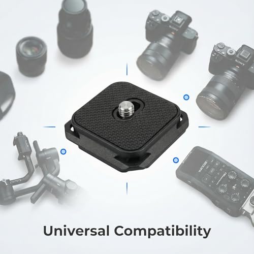 38mm Arca-Swiss Quick Release Plate 2 Pack, 4-Sided Square QR Camera Mount with Safety Pins, 1/4"-20 Screw Compatible with Peak Design Capture Clip V3, Lightweight Aluminum for Tripod, Monopod & Strap