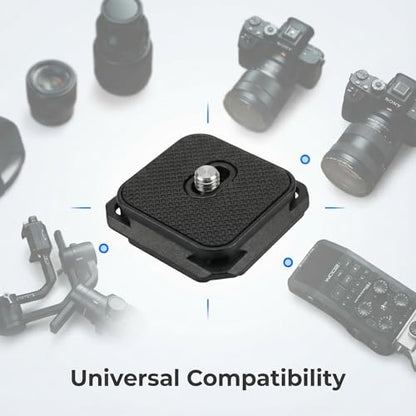 38mm Arca-Swiss Quick Release Plate 2 Pack, 4-Sided Square QR Camera Mount with Safety Pins, 1/4"-20 Screw Compatible with Peak Design Capture Clip V3, Lightweight Aluminum for Tripod, Monopod & Strap