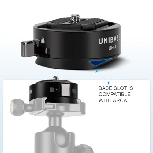 Unibase Arca Type Quick Release Plate Kit, Quick Switch Auto Lock Square QR Camera Mount Plate Compatible with Peak Design Capture Camera Clip DJI Ronin RS3 Pro, 1/4" 3/8" Thread for Tripod Slider