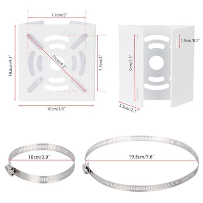 Sumnacon Camera Pole Mount Bracket-2Pcs Stainless Steel Pole Mount Adapter Brackets with Loops,Sturdy Camera Mount Bracket for Pole Post,Universal Pole Mount Bracket for CCTV Security Camera Ptz Dome - color: White