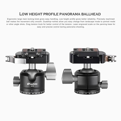 Carbon Fiber Mini Tabletop Tripod with Leveling Base for Camera, Tripod with Convertible 1/4" & 3/8" Screw, 360° Rotating Ball Head with QR Plate for DSLR/Phone Holder/Projector, Max Load 11.4LB - color: LS-223CEXX+LH-30LR: with 30LR Ball Head