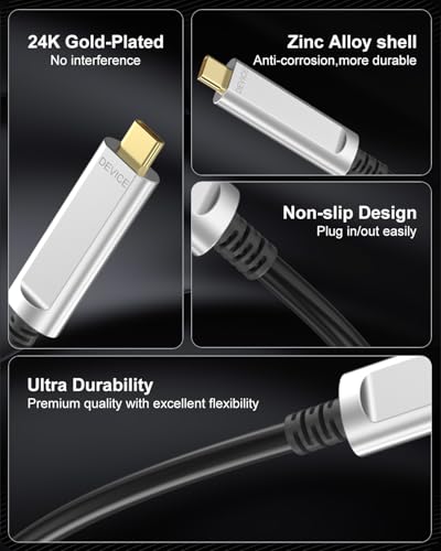 Fiber Optic USB A to C Cable(33ft), High Speed 10Gbps Active Optical Long Extension,Compatible with Webcams, Logitech Cameras,VR,AR,HDDs,Projectors - color: Silver, size: 33ft
