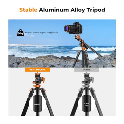 K&F CONCEPT 90''/230cm Overhead Camera Tripod, Horizontal Shooting Video Tripods with Fluid Head Heavy Duty, Detachable Monopod, for Indoor and Outdoor Use T254A7+FH-03 - size: T254A7+FH-03