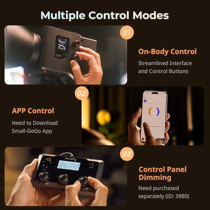 SMALLRIG RC 220B Pro 220W COB Video Light, Bi-Colour Video Light 2700K-6500K, CRI 95+ Bowens Mount Light, Support 3 Power Supply Methods, App Control for Photography and Photo Studio - color: Bi-Color
